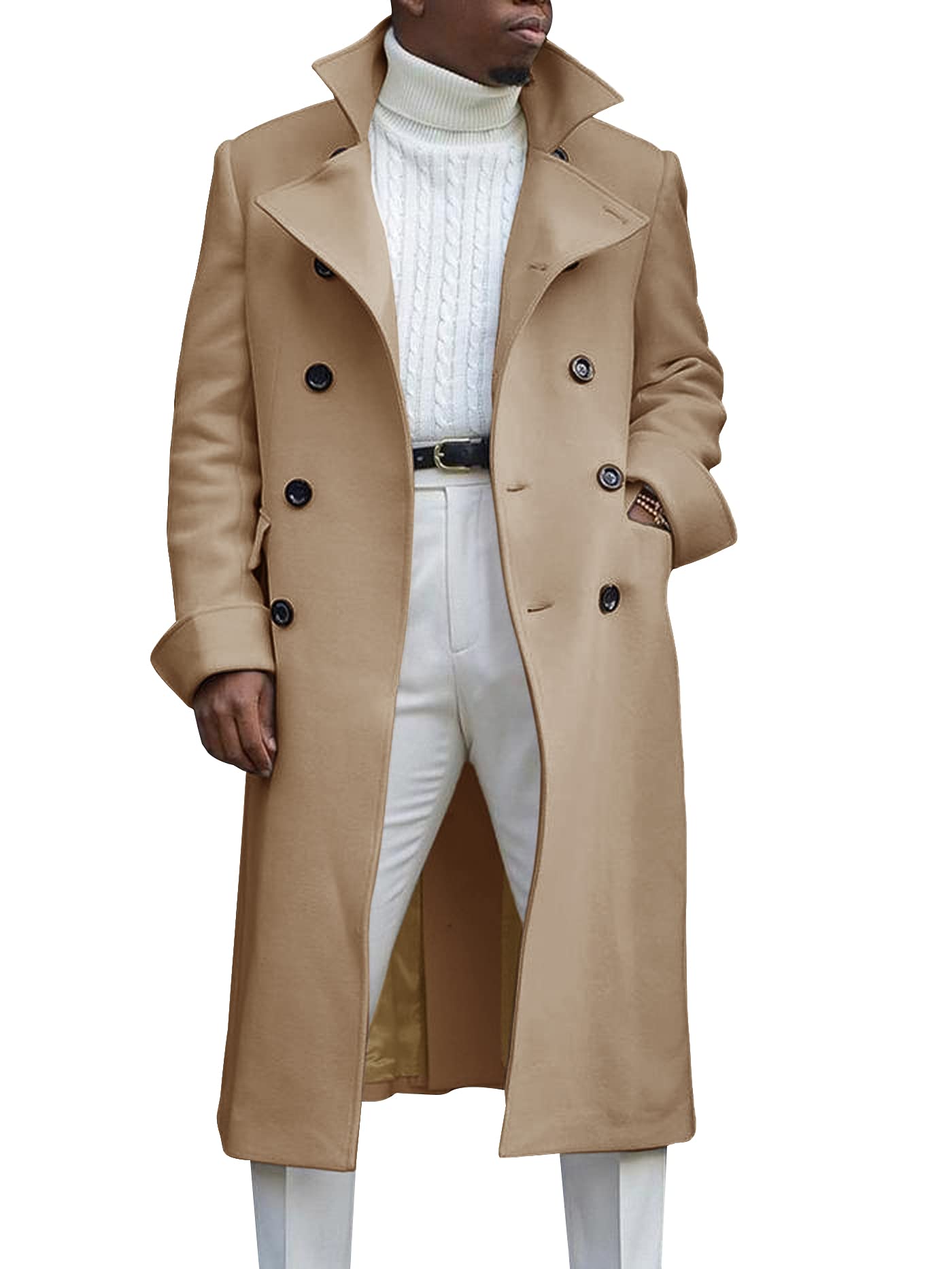 Kaufe Modischer Langer Trenchcoat Für Herren, Fleece-Wolljacke, Schmale Passform, Peacoat-Mantel Zum Preis Ab 27