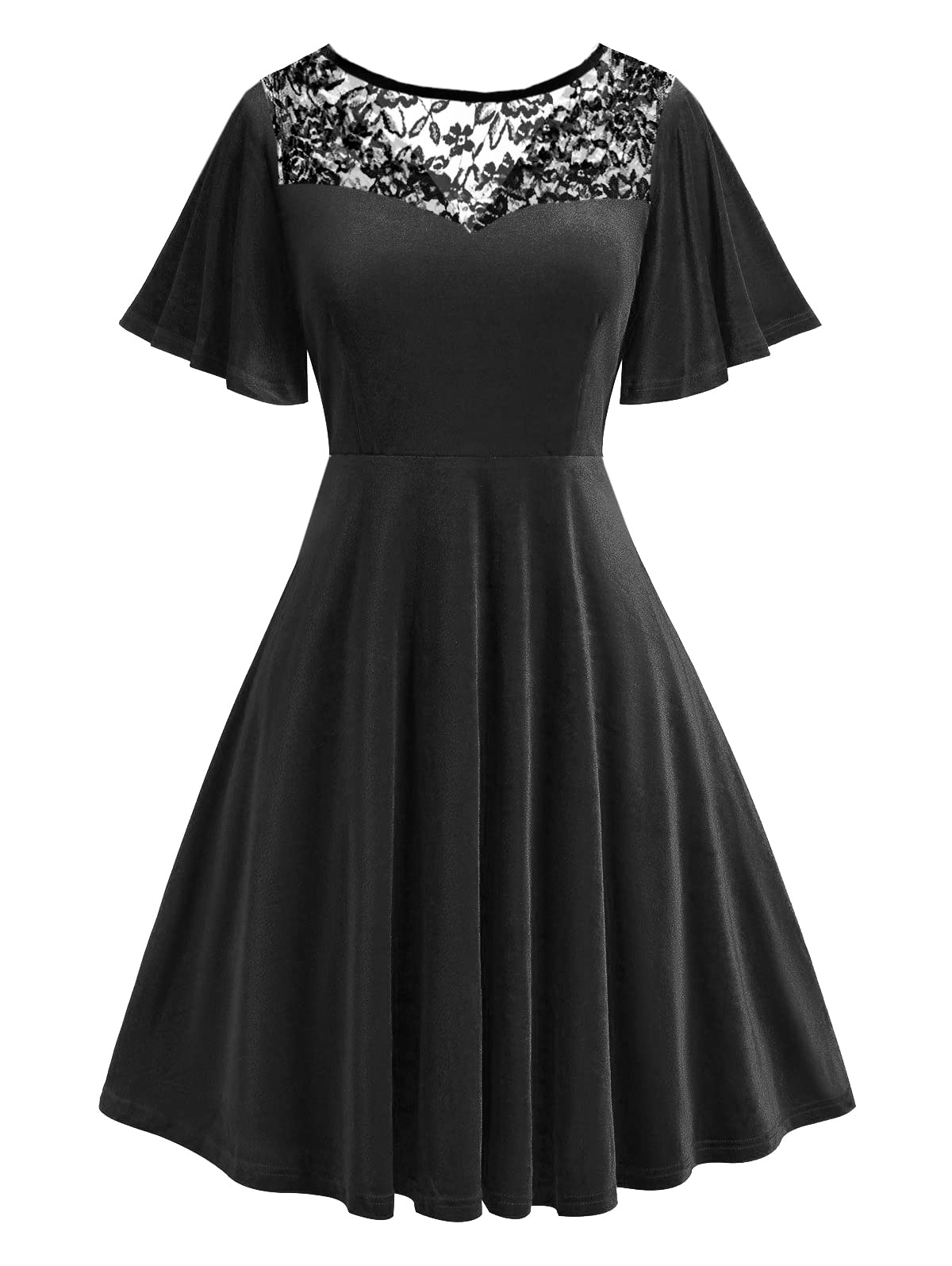AOBUTE Women's Halloween Dress Lace Flutter Sleeve A-Line Party Dresse Eliot Shops AOBUTE Women's Halloween Dress Lace Flutter Sleeve A-Line Party Dresse Eliot Shops