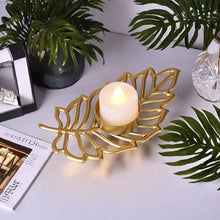 Load image into Gallery viewer, Beautiful Iron Leaf Design Candle Holder, Single Golden Decorative Tea-light Stand - Style 2