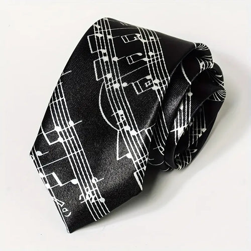 Mens Stylish Music Note Tie - Eye-Catching Design for Daily Wear & Parties - Perfect Gift for Music Lovers - 2 Colors