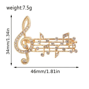 Sparkling Rhinestone String Notes Brooch - Elegant Clothing Accessory Pin