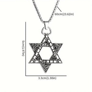 Classic Vintage Star Of David Pendant Necklace For Men and Women, Trendy Charm Street Party Amulet Jewelry Gift