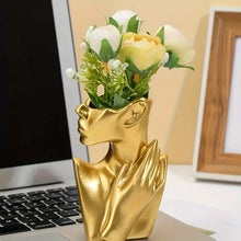 Load image into Gallery viewer, Elegant Golden Half Bust Anime-Inspired Resin Sculpture Vase - Exquisite Hand-Detailing, Versatile Indoor &amp; Outdoor Decor