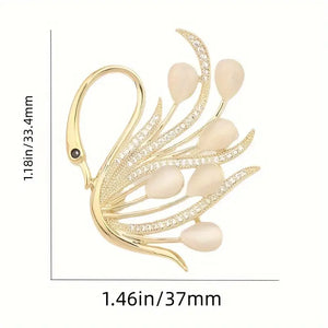 Elegant White K-Plated Swan Brooch - Versatile Fashion Accessory & Perfect Gift, Chic & Stylish