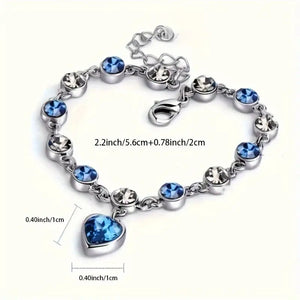 Radiant Heart Of Ocean Rhinestone Bracelet - Fashion-Forward Elegance for Girls - A Dazzling Jewelry Gift for Special Occasions and Everyday Glamour