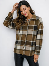 Load image into Gallery viewer, Shiny Plaid Button Up Collared Neck Jacket in 4 Colors