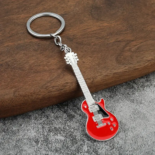 Unique Metal Guitar Keychain Pendant - Stylish Accessory for Music Lovers - Durable & Eye-Catching