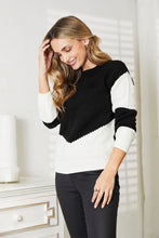 Load image into Gallery viewer, Beautiful Two-Tone Openwork Rib-Knit Sweater for Girls and Women