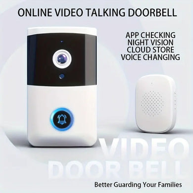 Wireless Smart Video Doorbell - Video Doorbells with Night Vision, 2-Way Audio, Wi-Fi Connectivity, Real-Time Viewing, App Control, 38 Melodies, Adjustable Volume