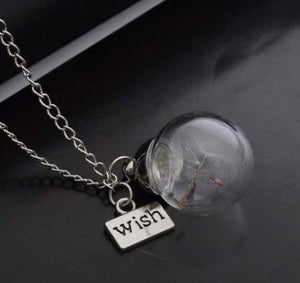 Wish Necklace with a Bottle Containing Four-Leaf Clover