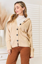 Load image into Gallery viewer, Woven Right Button-Down Long Sleeve Hooded Sweater for Women