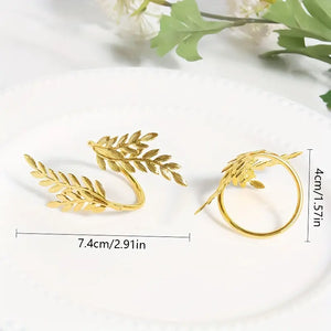 Wheat-Shaped Napkin Rings (4 Pieces) - Elegant Decorative Accents for Wedding, Dinner, Party Table Settings