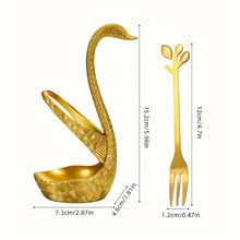 Load image into Gallery viewer, Swan-Shaped Metal Fruit Fork Set with Storage Base - Reusable Appetizer Dessert Picks for Home Kitchen, Party Supplies &amp; Decor