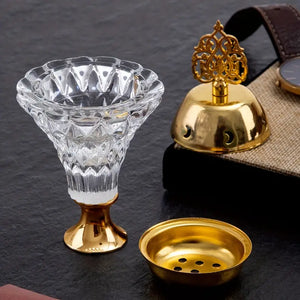 Exquisite Sandalwood Incense Burner - Unique Multi-Layer Design, Durable Artificial Crystal Glass