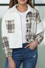 Load image into Gallery viewer, Corduroy Plaid Button Up Drop Shoulder Shacket