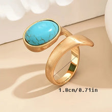 Load image into Gallery viewer, Inlaid Faux Turquoise Wrap Ring Vintage Style Zinc Alloy Finger Ring Jewelry Accessory