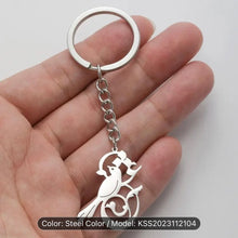 Load image into Gallery viewer, Timeless Persian Love Bird Calligraphy Keychain - Elegantly Crafted Unisex Stainless Steel Jewelry