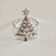 Load image into Gallery viewer, Pack of 6 Christmas Tree Napkin Rings, Napkin Buckles, Silver Color