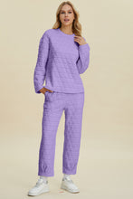 Load image into Gallery viewer, Double Take Full Size Texture Round Neck Long Sleeve Top and Pants Set