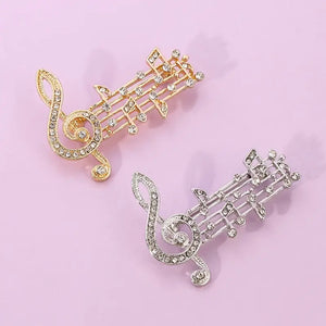 Sparkling Rhinestone String Notes Brooch - Elegant Clothing Accessory Pin