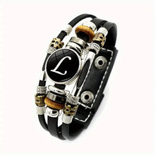 Load image into Gallery viewer, Boho Chic Braided Bracelet with Letter Pattern – Versatile Unisex PU Leather Wristband for Both Men and Women