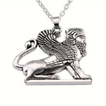 Load image into Gallery viewer, Vintage Persian Empire Zoroastrianism Winged Lion Pendant Necklace Fashion Antique Silver Plated Alloy Jewelry for Men and Women