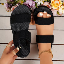 Load image into Gallery viewer, Women&#39;s Solid Color Flat Sandals, Casual Open-Toe Summer Shoes, Lightweight Ankle Strap Sandals