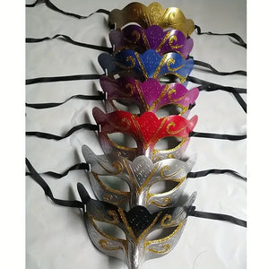 Unisex Venetian Princess Party Mask, Carnival Masquerade Mask, Shining Plated Mask, Halloween, Cosplay Mask in 7 Colors