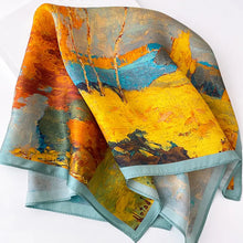 Load image into Gallery viewer, Artistic Tree Oil Painting Print Scarf - Luxurious Imitation Silk, Fashionable Square Design