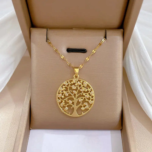 Glamorous Tree of Life Pendant Necklace - Fashionable & Sparkling Zircon - Meaningful Symbol for Girls - Perfect Gift for Young Ladies