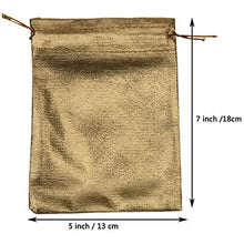 Load image into Gallery viewer, Heavy Duty Golden Drawstring Organza Bags - Luxurious Jewelry Pouches &amp; Party Favor Gift Bags - Durable, Light-Permeable, 5&quot;x 7&quot;