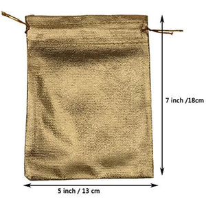 Heavy Duty Golden Drawstring Organza Bags - Luxurious Jewelry Pouches & Party Favor Gift Bags - Durable, Light-Permeable, 5"x 7"