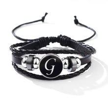 Load image into Gallery viewer, Classic PU Leather Letter Bracelet - Personalized with 26 Alphabet Letters, Artisan-Crafted Braided Beaded Design