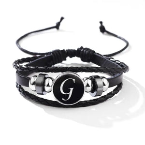 Classic PU Leather Letter Bracelet - Personalized with 26 Alphabet Letters, Artisan-Crafted Braided Beaded Design