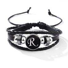 Load image into Gallery viewer, Classic PU Leather Letter Bracelet - Personalized with 26 Alphabet Letters, Artisan-Crafted Braided Beaded Design