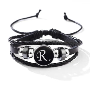 Classic PU Leather Letter Bracelet - Personalized with 26 Alphabet Letters, Artisan-Crafted Braided Beaded Design