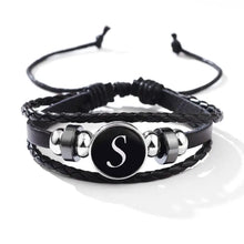 Load image into Gallery viewer, Classic PU Leather Letter Bracelet - Personalized with 26 Alphabet Letters, Artisan-Crafted Braided Beaded Design