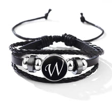 Load image into Gallery viewer, Classic PU Leather Letter Bracelet - Personalized with 26 Alphabet Letters, Artisan-Crafted Braided Beaded Design