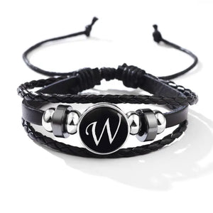 Classic PU Leather Letter Bracelet - Personalized with 26 Alphabet Letters, Artisan-Crafted Braided Beaded Design