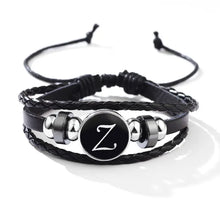 Load image into Gallery viewer, Classic PU Leather Letter Bracelet - Personalized with 26 Alphabet Letters, Artisan-Crafted Braided Beaded Design