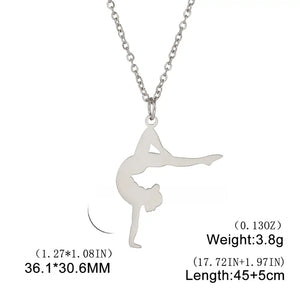 Ballet Dancing Girl Pendant Necklace For Women, Golden Color Stainless Steel Necklace Jewelry