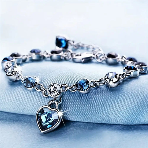 Radiant Heart Of Ocean Rhinestone Bracelet - Fashion-Forward Elegance for Girls - A Dazzling Jewelry Gift for Special Occasions and Everyday Glamour