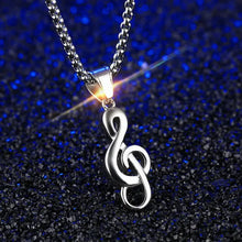 Load image into Gallery viewer, 1pc Hypoallergenic Unisex Titanium Steel Music Note Necklace - Stylish &amp; Durable Pop Pendant for Musical Passionates