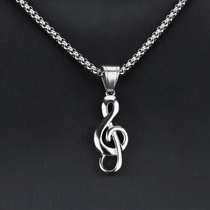 1pc Hypoallergenic Unisex Titanium Steel Music Note Necklace - Stylish & Durable Pop Pendant for Musical Passionates