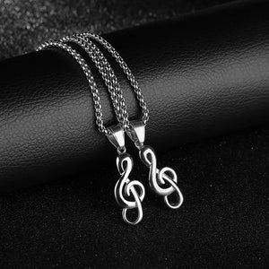 1pc Hypoallergenic Unisex Titanium Steel Music Note Necklace - Stylish & Durable Pop Pendant for Musical Passionates