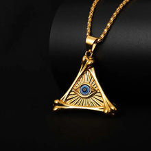 Load image into Gallery viewer, 1pc Stunning Mosaic Lucky Eye Pendant Necklace - Fashionable Alloy Chain, Durable Other Plating, Trendy Unisex Accessory for Men and Women