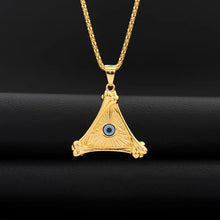 Load image into Gallery viewer, 1pc Stunning Mosaic Lucky Eye Pendant Necklace - Fashionable Alloy Chain, Durable Other Plating, Trendy Unisex Accessory for Men and Women