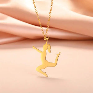 Ballet Dancing Girl Pendant Necklace For Women, Golden Color Stainless Steel Necklace Jewelry Style3