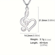 Load image into Gallery viewer, Stainless Steel Heart Music Note Pendant Necklace - Elegant Jewelry Gift for Men with Durable Construction, G Key