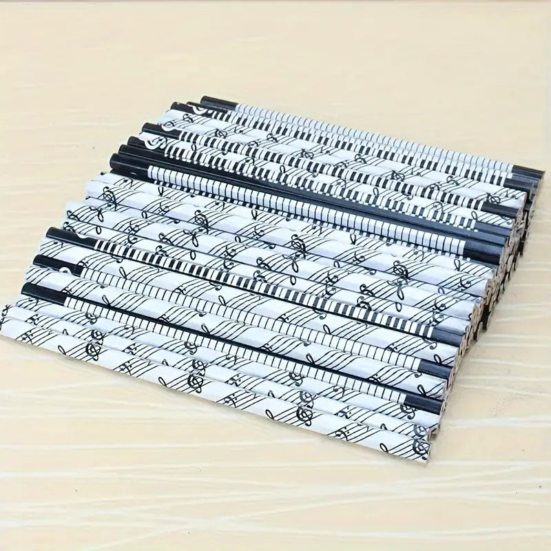 10PCS Hexagon Pencil Set, Music Note Artistry, Piano Inspired Creative Design, Durable for Musicians, Artists, and Students